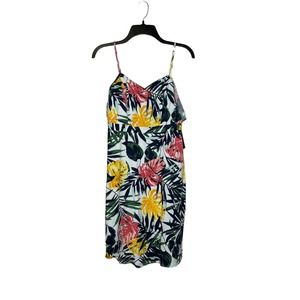 Jodi‎ Kristopher Tropical Tie Front Summer Dress Strap Linen Blend 1 Women NWT
